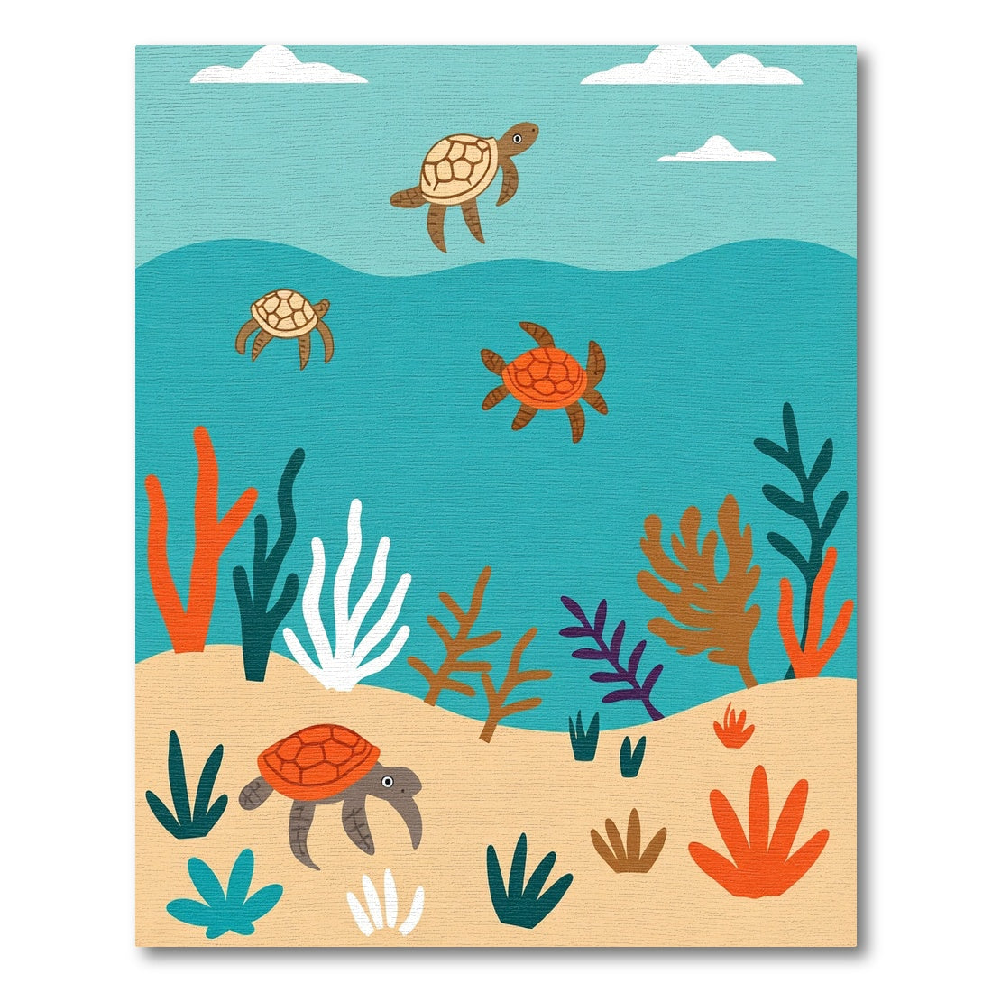 Turtle Family Under Sea Life Rug