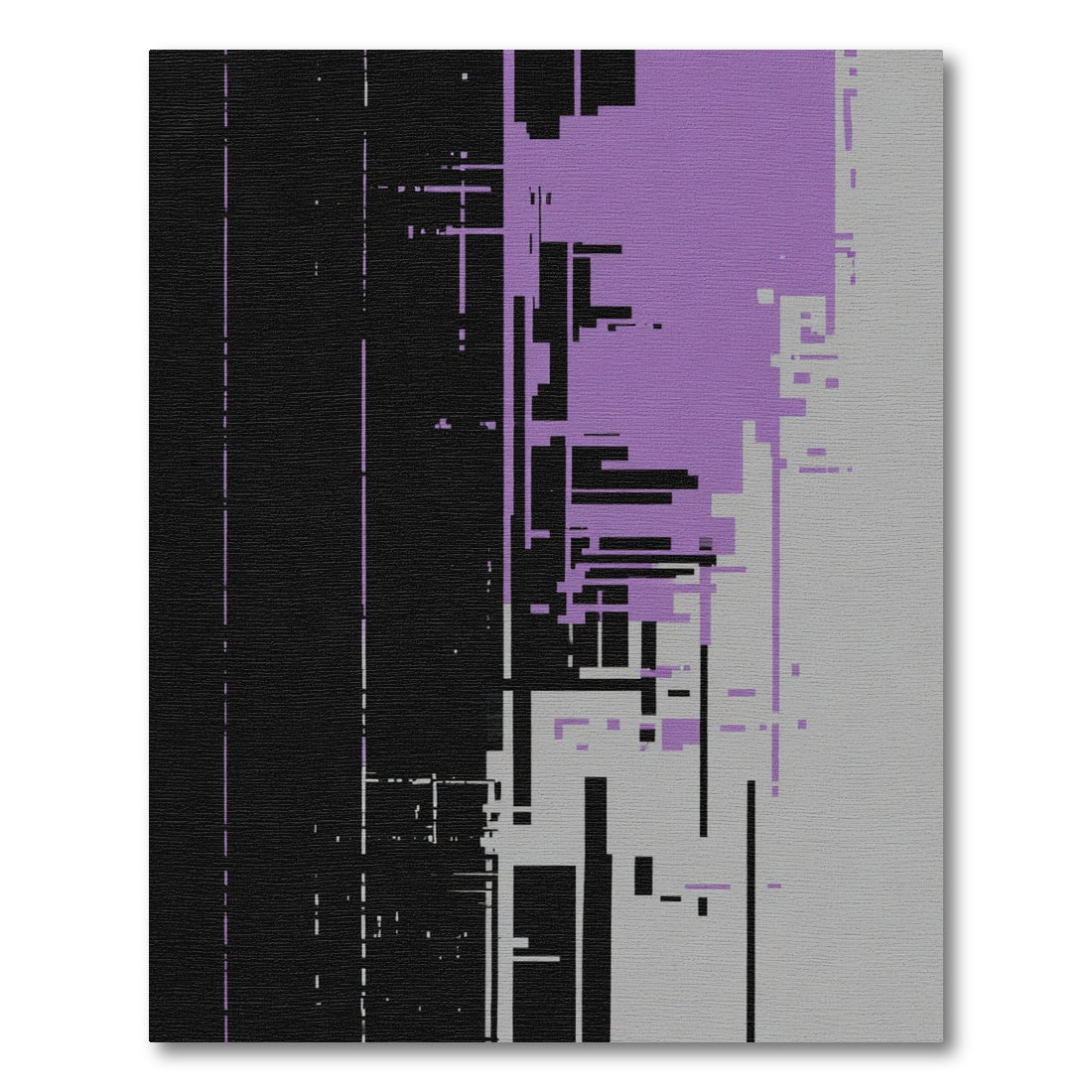 Minimalist black purple geometric fragmentation Rug
