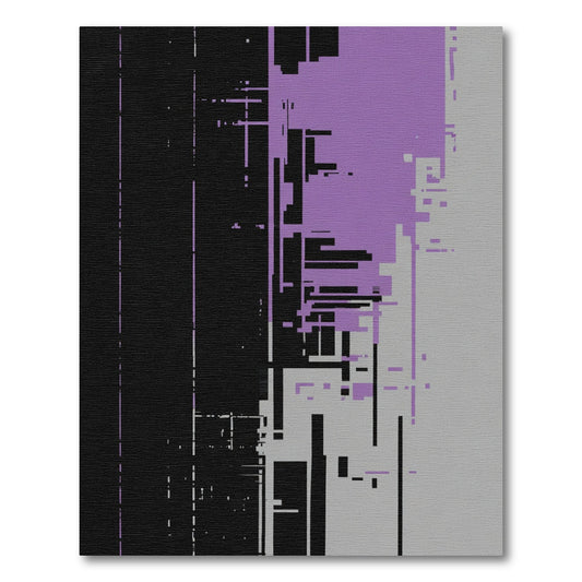 Minimalist black purple geometric fragmentation Rug