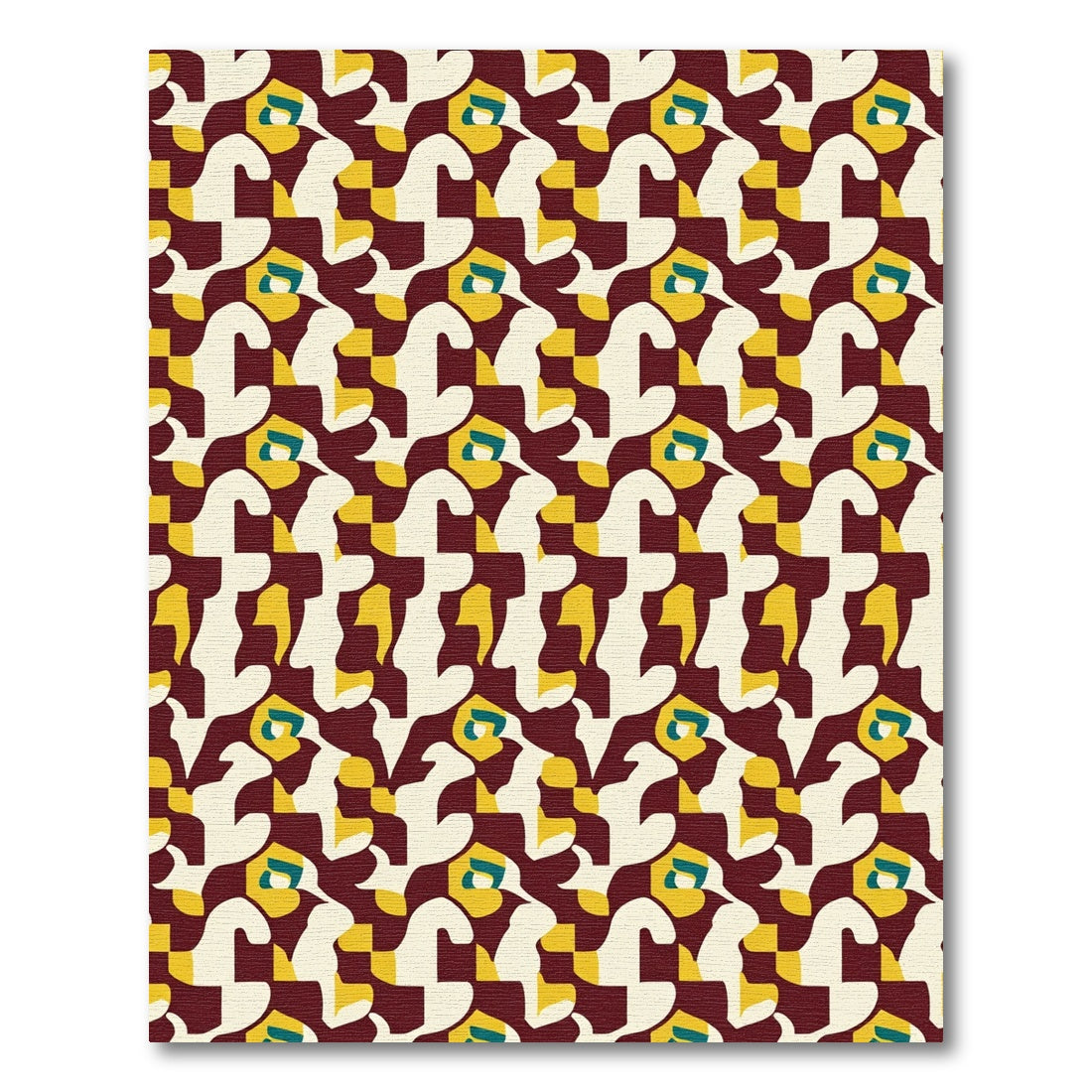 Retro Burgundy Abstract Geometric Rug
