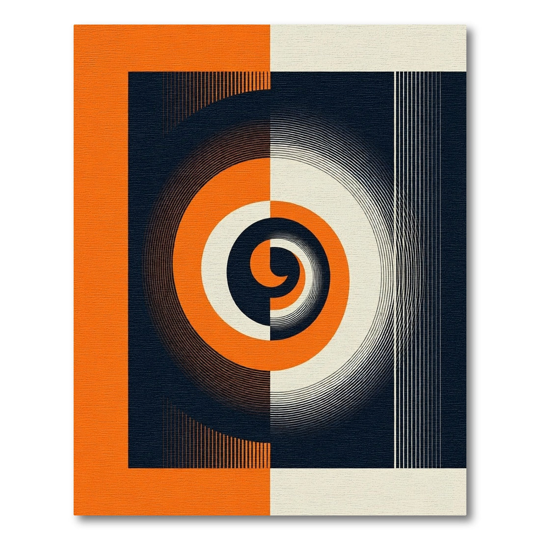 Bold Orange Swirl Geometric Canvas Rug