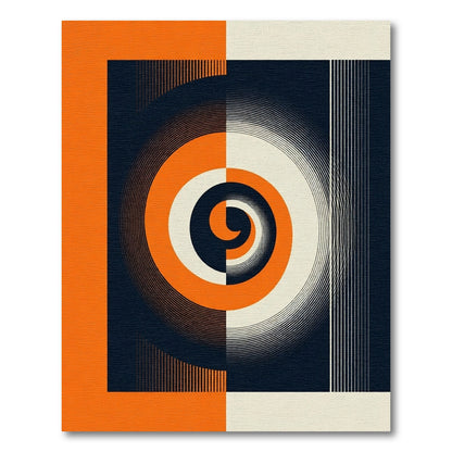 Bold Orange Swirl Geometric Canvas Rug