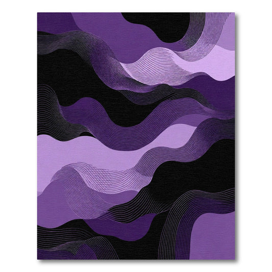Deep Purple Abstract Wave Lines Rug