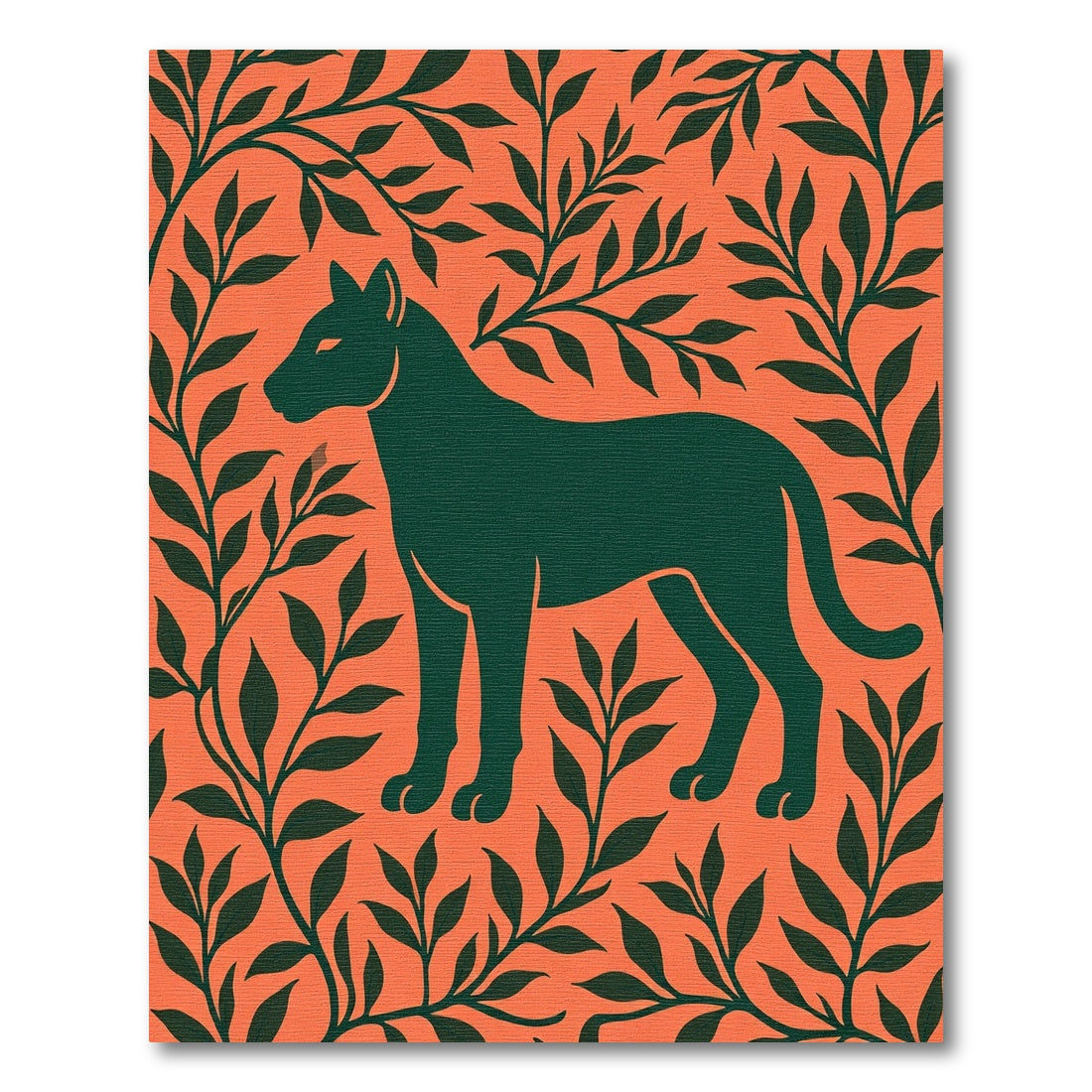 Green Panther Tropical Leaves Rug
