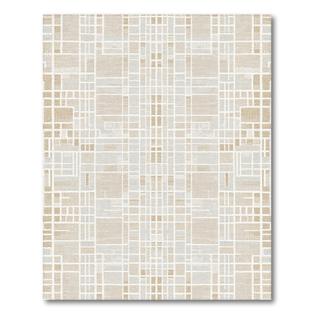 Grid Beige and Neutral Beige Geometric Grid Area Rug