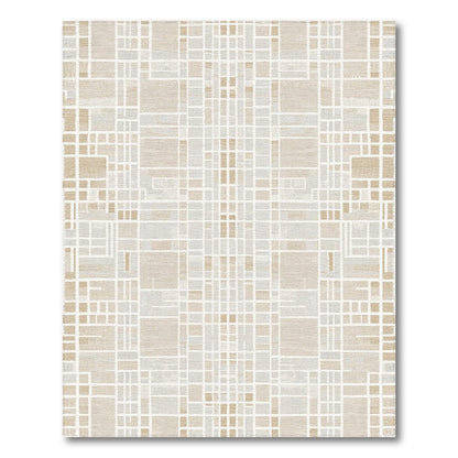 Grid Beige and Neutral Beige Geometric Grid Area Rug