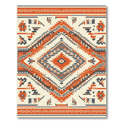 Terracotta Orange Gray Diamond Tribal Weave Rug