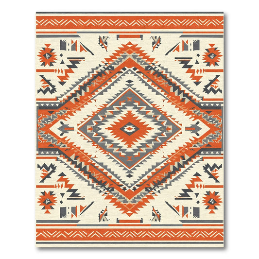Terracotta Orange Gray Diamond Tribal Weave Rug