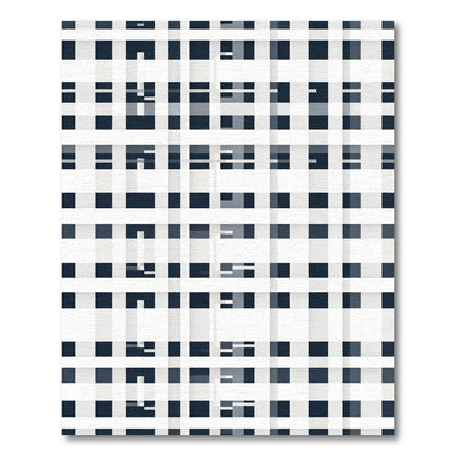 Classic Navy Plaid Grid Rug