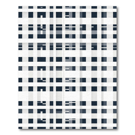 Classic Navy Plaid Grid Rug