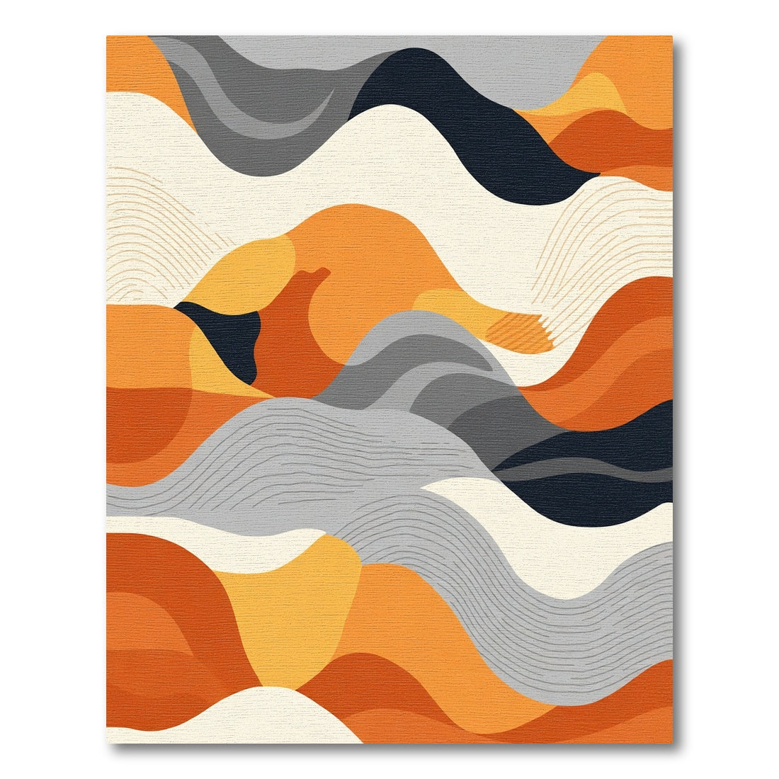 Abstract Orange Gray Wave Landscape Rug