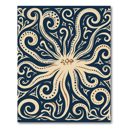 Navy Cream Tentacle Swirl Rug