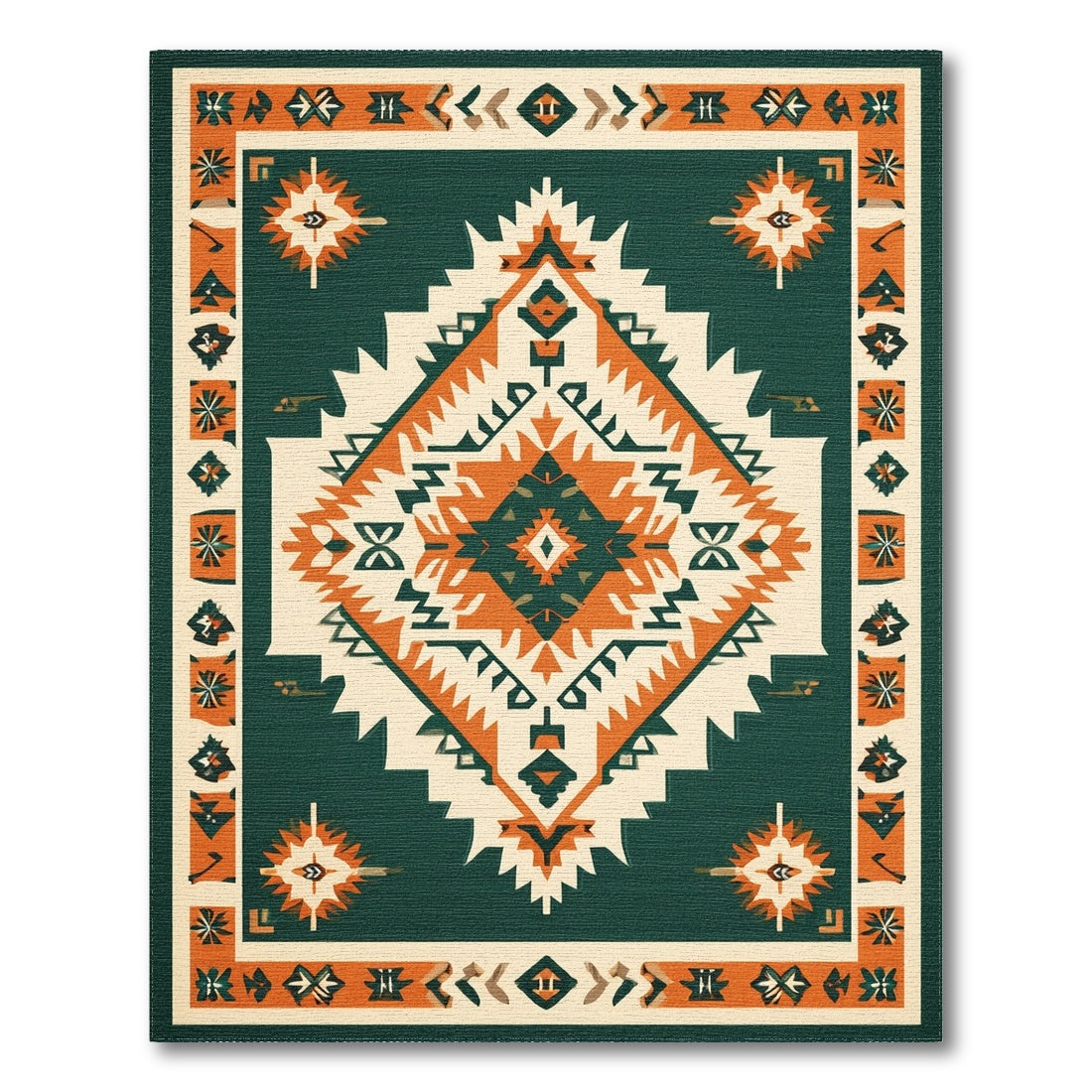 Geometric Blue and Teal Southwestern Geometric Area Rug