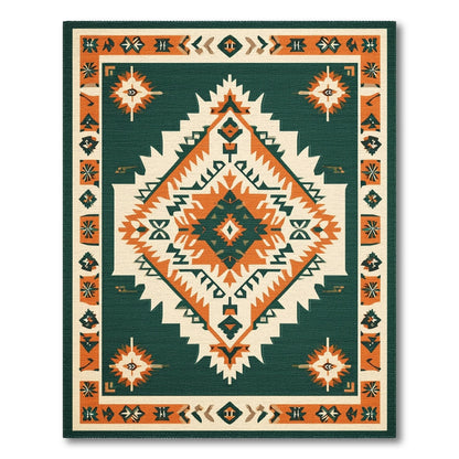 Geometric Blue and Teal Southwestern Geometric Area Rug