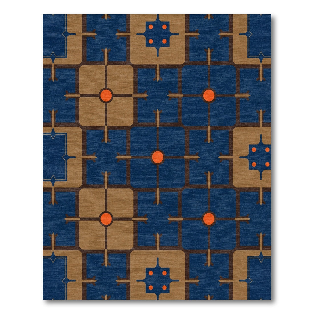 Modern Blue Brown Geometric Sunburst Rug