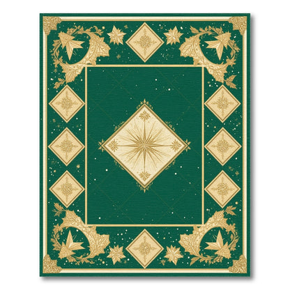 Green Gold Snowflake Starburst Area Rug