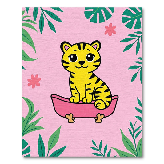 Cute Yellow Tiger Tropical Bath Rug