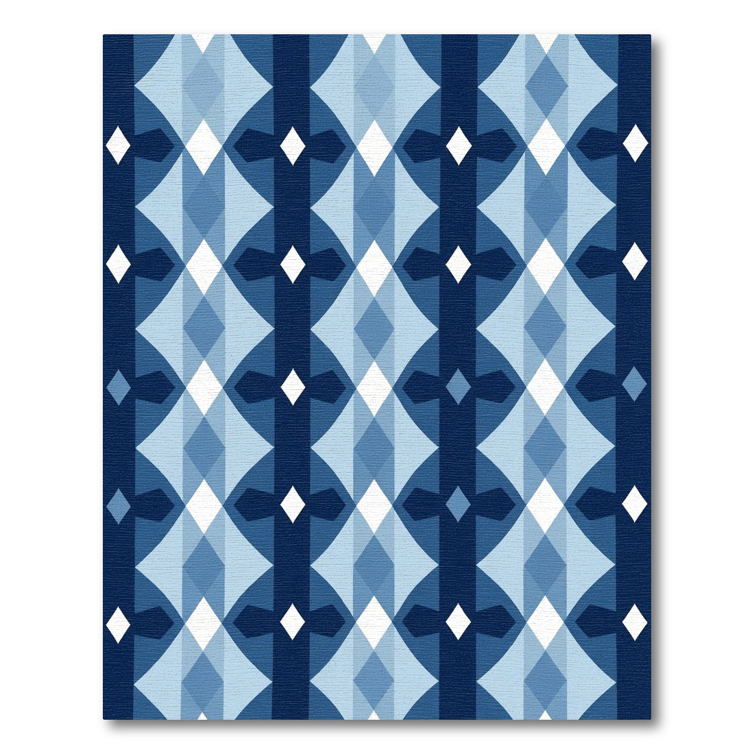 Geometric Blue Diamond Lattice Runner Rug