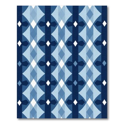 Geometric Blue Diamond Lattice Runner Rug