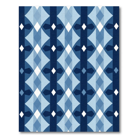 Geometric Blue Diamond Lattice Runner Rug