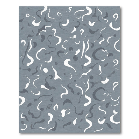 Grey White Swirls Abstract Composition Rug