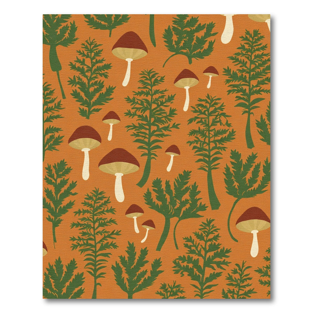 Autumn Forest Mushroom Evergreen Pattern Rug