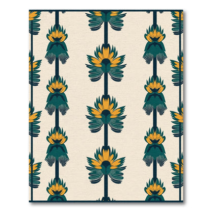 Indigo Teal Cream Floral Fanuous Rug