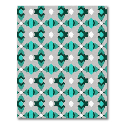 Teal Gray Geometric Medallion Rug