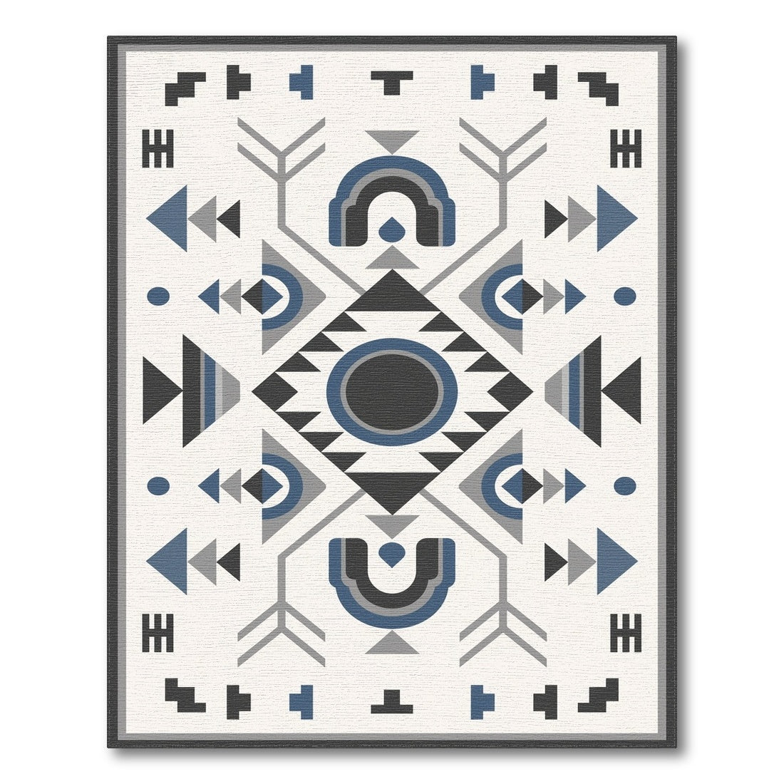 Blue Geometric Symmetrical Area Rug