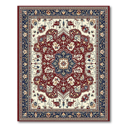 ODIKA Red Persian Medallion Floral Rug