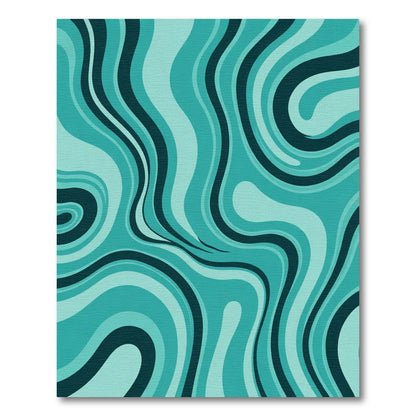 Teal Swirling Marble Abstract Rug