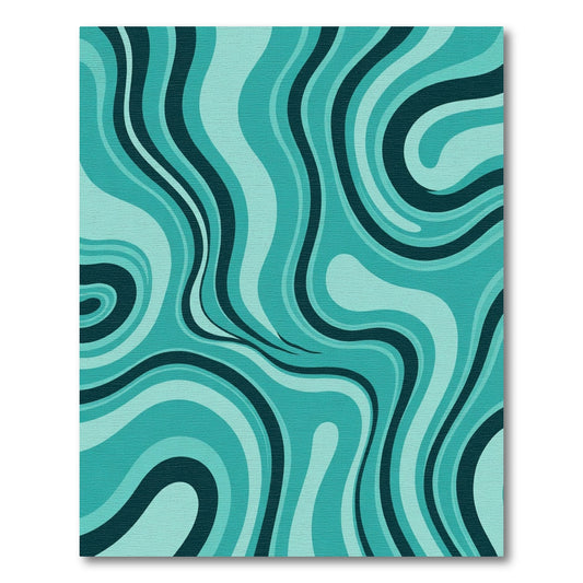 Teal Swirling Marble Abstract Rug