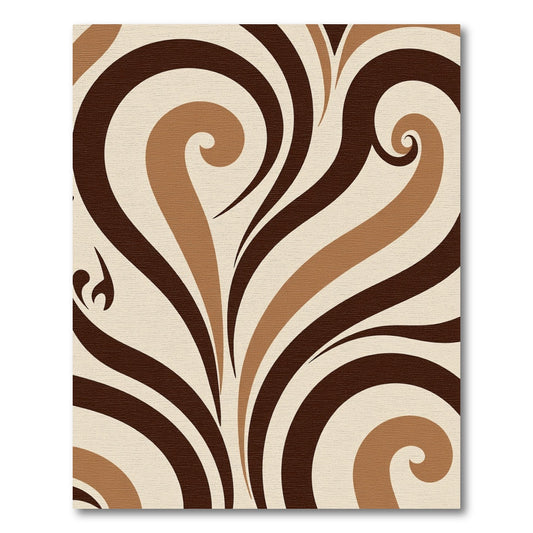Chocolate Swirl Abstract Curving Lines Rug