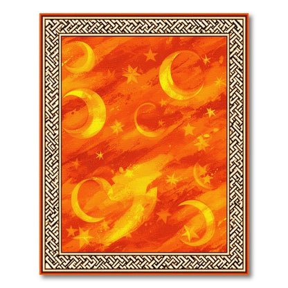 Orange Celestial Moons Area Rug