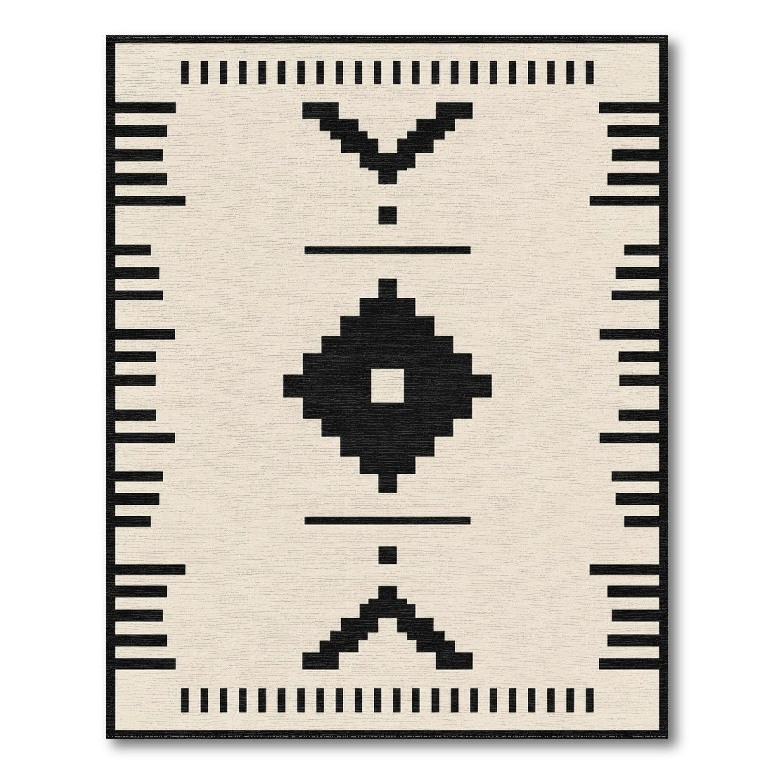 Black White Heritage Tribal Area Rug