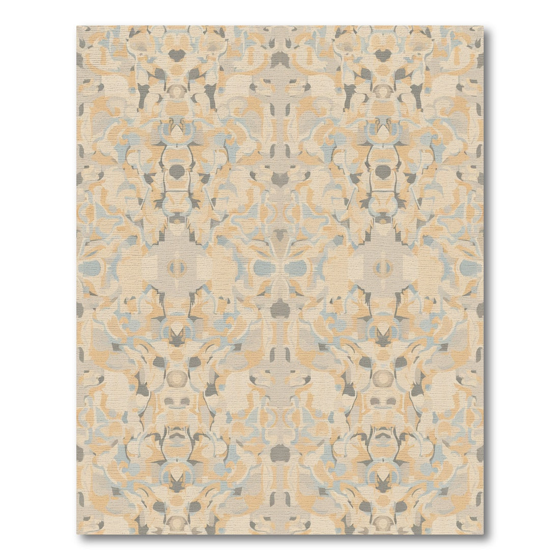 Neutral Beige Abstract Floral Medallion Rug