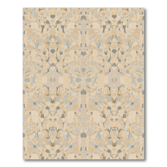 Neutral Beige Abstract Floral Medallion Rug