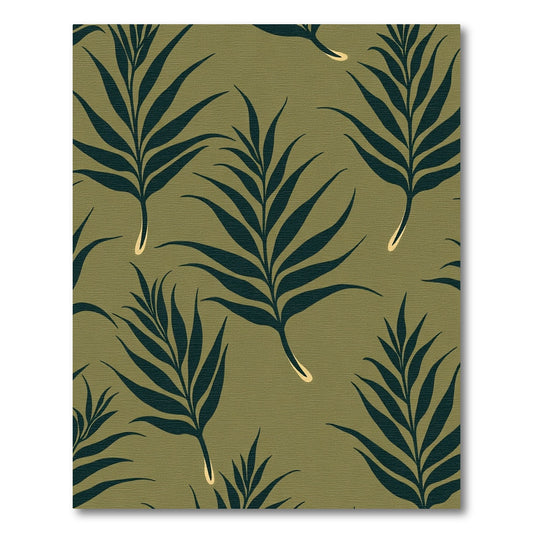 Dark Green Palm Frond Scatter Rug