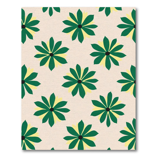 Green Yellow Daisy Floral Background Rug