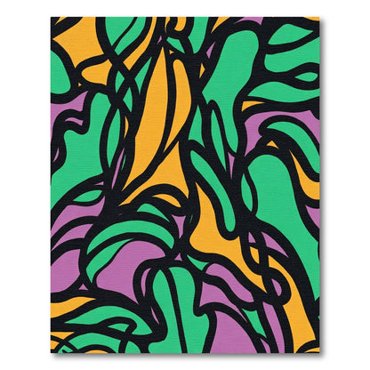 Abstract Whimsy Purple Orange Green Flow Rug