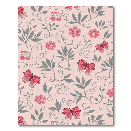 Pink Floral Butterfly Swirls Rug