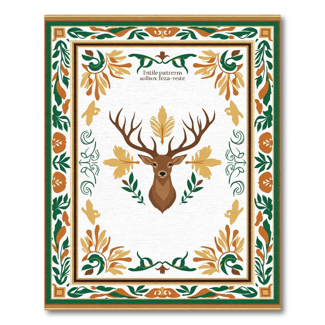 Brown Deer Floral Forest Border Rug