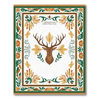 Brown Deer Floral Forest Border Rug