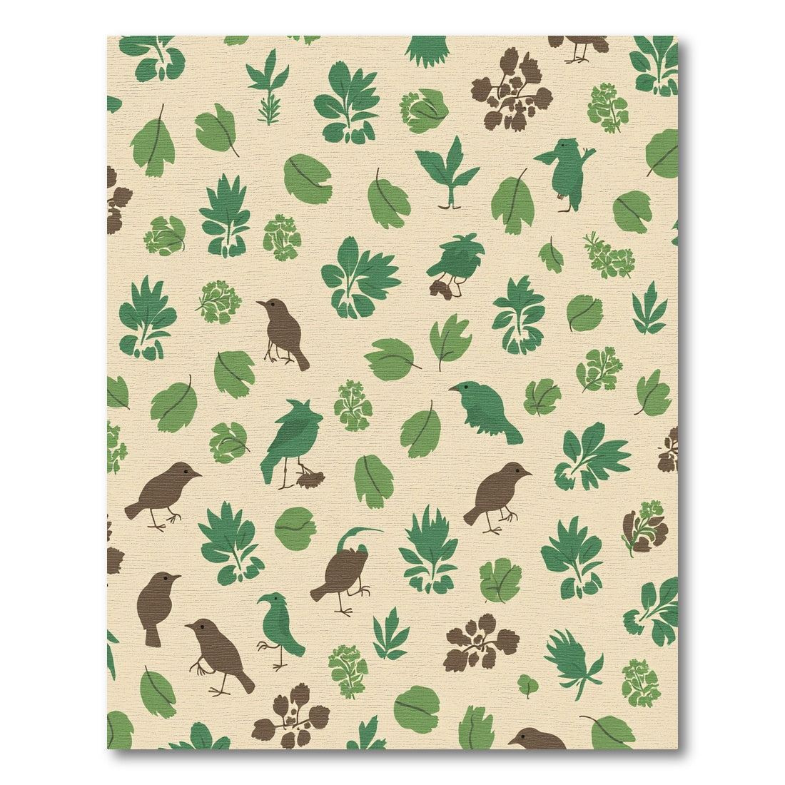 Green Bird Leafy Foliage Composition Rug