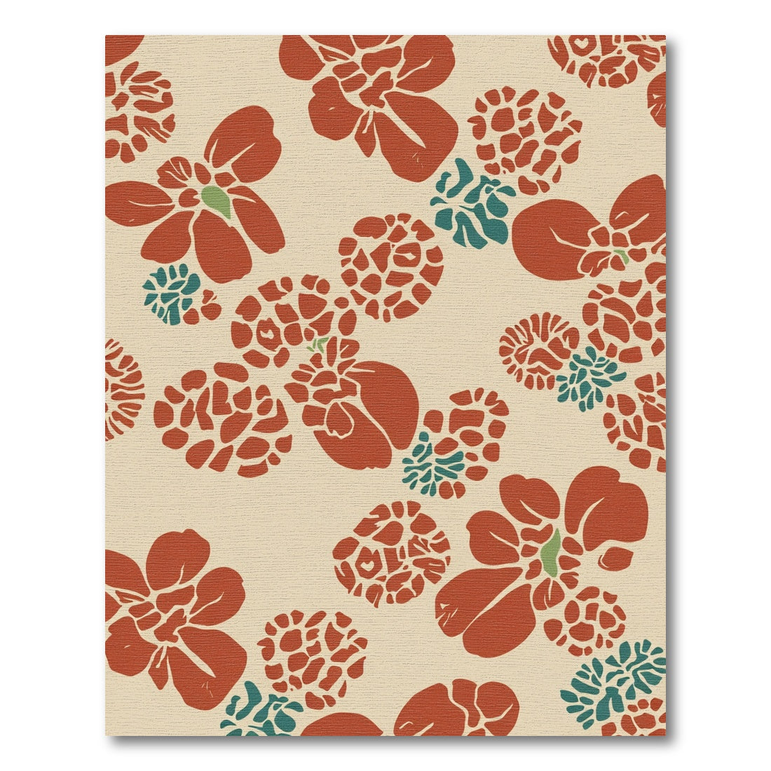 Terracotta Red Floral Cluster Print Rug