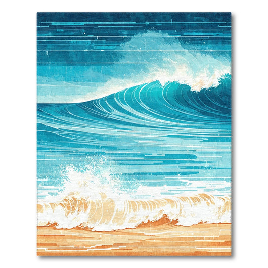Vibrant Crashing Ocean Waves Beach Rug