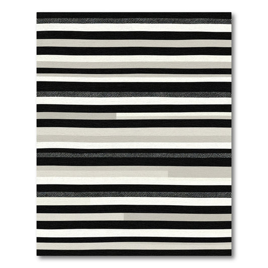 Monochrome Striped Abstract Rug