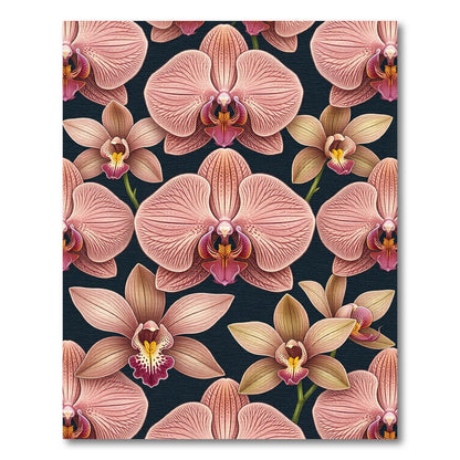 Pink Orchid Floral Repeating Pattern Rug