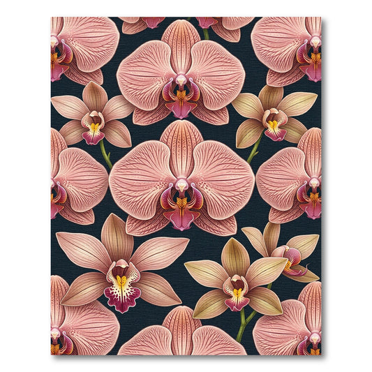 Pink Orchid Floral Repeating Pattern Rug