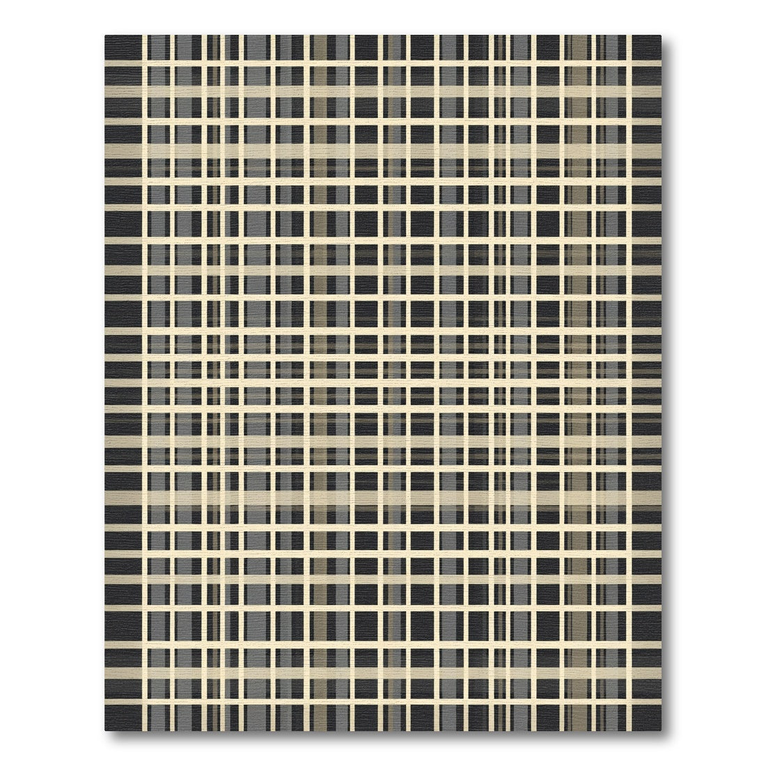 Neutral Beige Wide Plaid Grid Rug